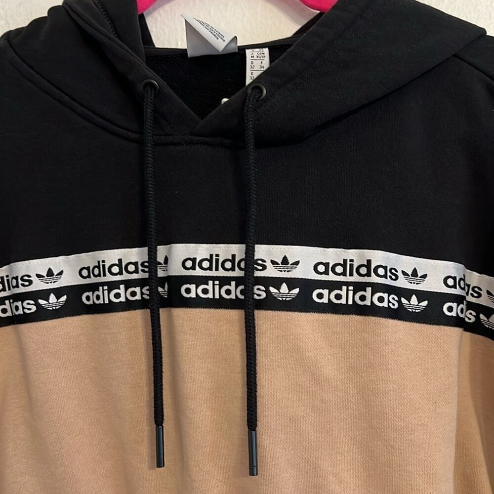Adidas Size Xs Three Stripe Color Block Black/Tan… - image 2